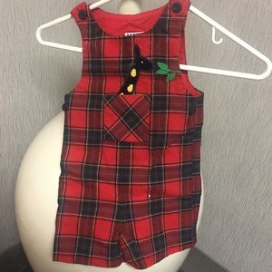 Vintage plaid baby infant romper giraffe 24m